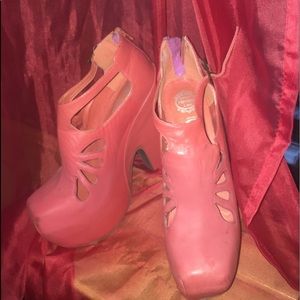 Unique Jeffery Campbell red leather platforms